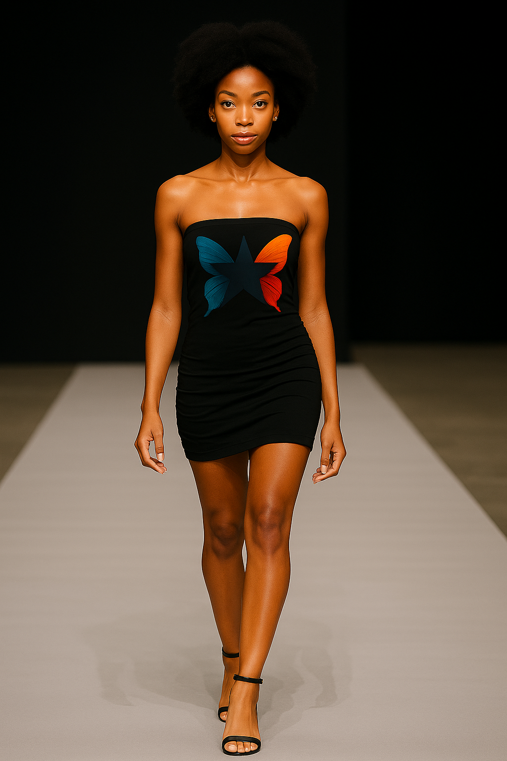 Minqueta Tube Dress Butterfly & Star – Elegant Black